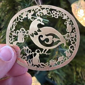 Kristin Kjorlaug Old World Metal Art Brass Ornament Partridge Vintage 1977